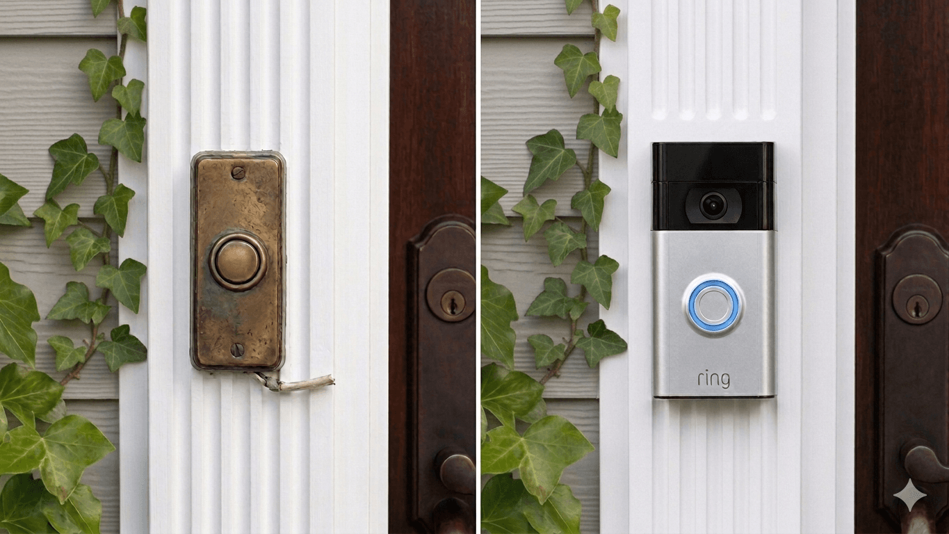 Before and after smart doorbell installation by RVA Safe Home